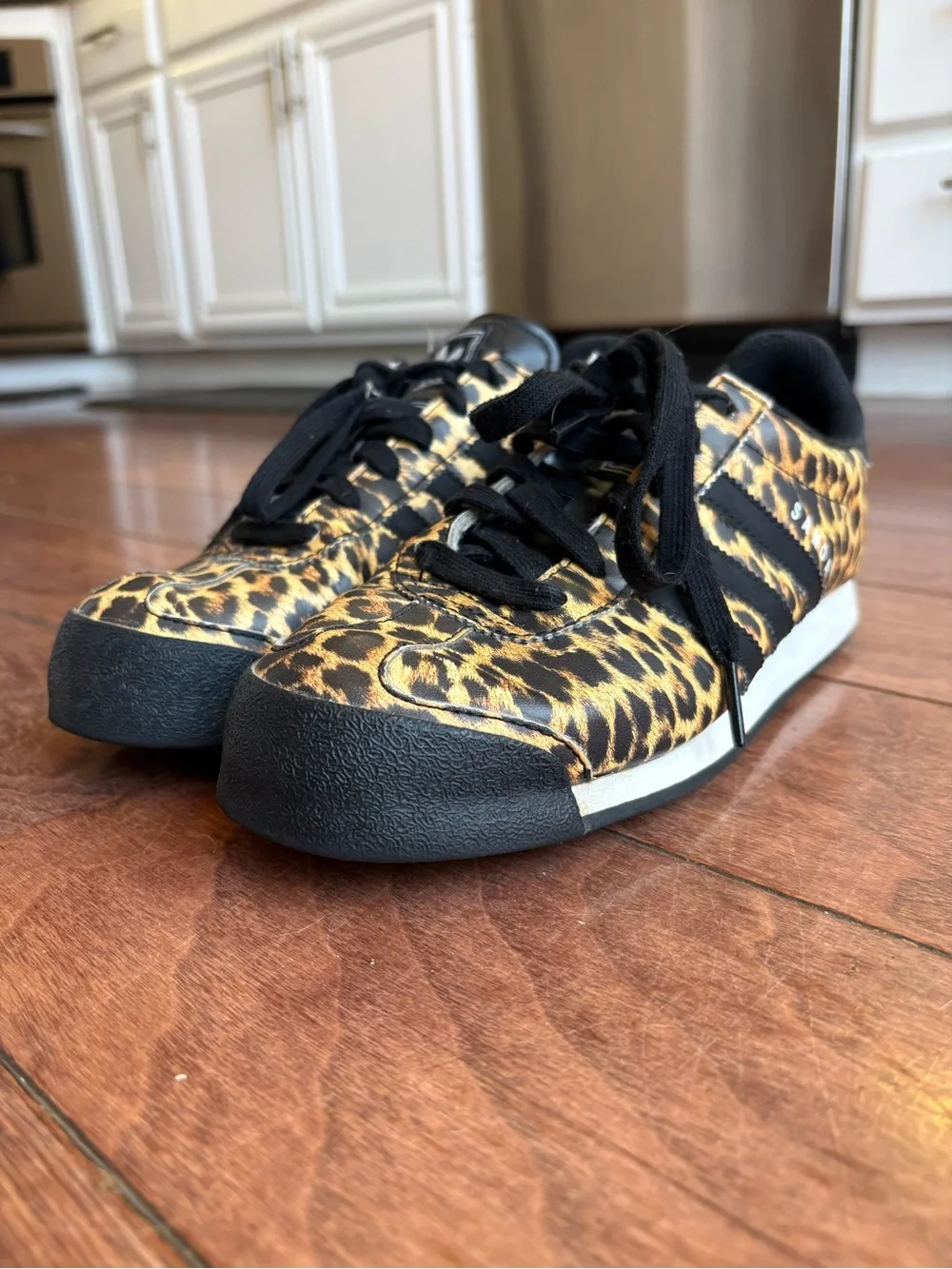 adidas Kids Leopard Print Lace-Up Sneakers - Black, Brown
